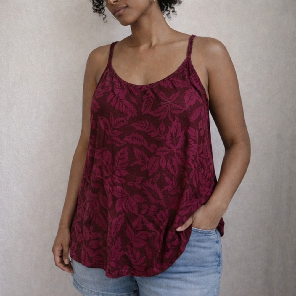 Torrid Cottage Boho Leaf Print Tank Top Large NWT Tropical‎